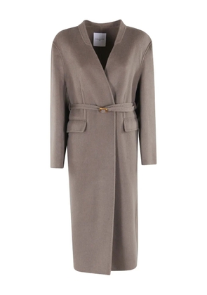 Isabelle Blanche belted single-breasted coat - Neutrals