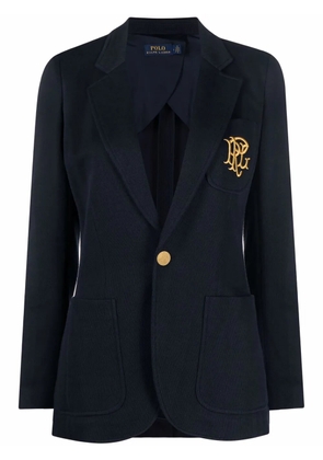 Polo Ralph Lauren embroidered-monogram double-knit blazer - Blue