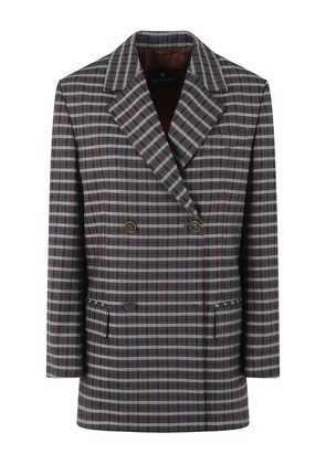 ETRO checked double-breasted jacket - Grey