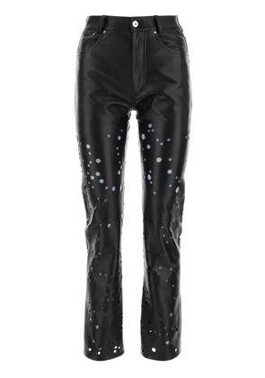 Durazzi Milano laser-cut leather trousers - Black