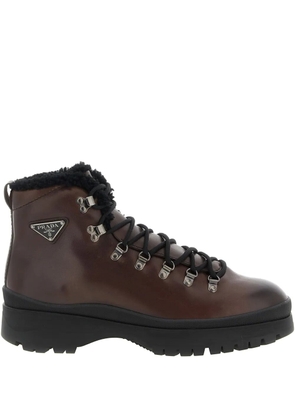 Prada 40mm Brixxen logo-plaque boots - Brown