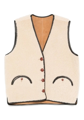 Blazé Milano button-fastening shearling gilet - Neutrals