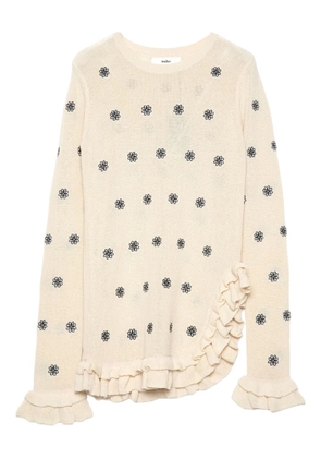 Muller Of Yoshiokubo floral ruffled top - Neutrals