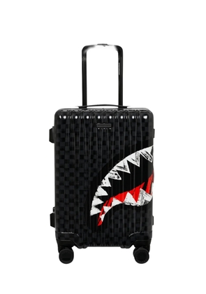 Sprayground shark-graphic checkered-pattern luggage - Black