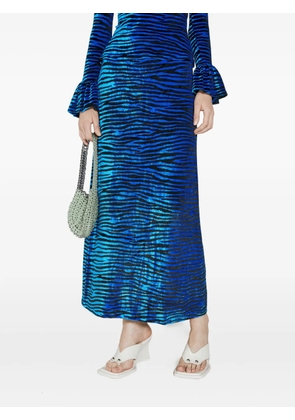 Rabanne tiger-print maxi skirt - Blue