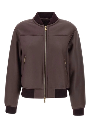 Eleventy zip-up sheepskin bomber jacket - Brown