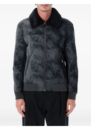 Sword leather bomber jacket - Black