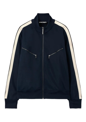 Palm Angels curved-logo zip-up sweatshirt - Blue