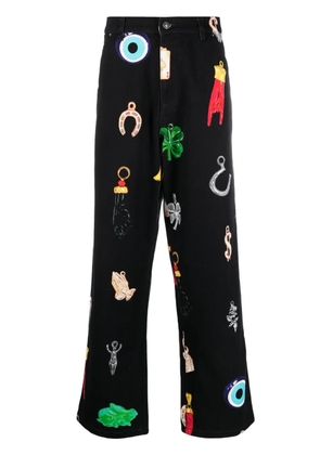 Sky High Farm high-waisted graphic-print jeans - Black