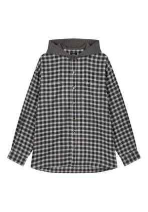 TOMBOY hooded check-pattern shirt - Grey