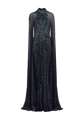 Jenny Packham Thea embellished cape maxi dress - Black
