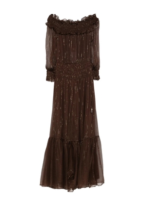 Self-Portrait georgette maxi dress - Brown
