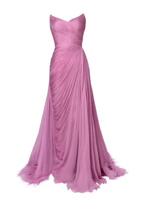 Iris Serban feather-trimmed pleated maxi dress - Pink