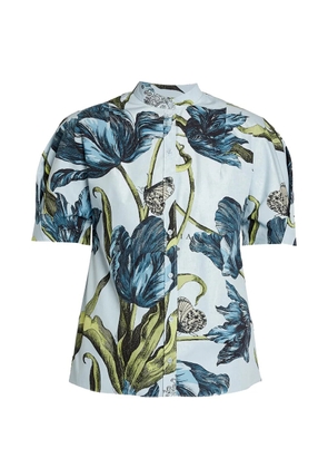ERDEM floral short-sleeve shirt - Blue