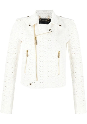 Philipp Plein Sangallo leather biker jacket - White