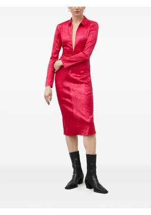 SAMSOE SAMSOE long-sleeve collared midi dress - Pink