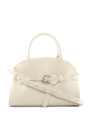 Coccinelle small Sabine buckle-detail leather tote bag - White