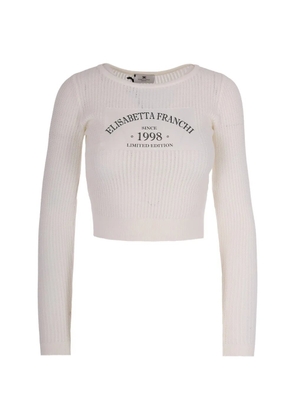 Elisabetta Franchi logo knitted top - Neutrals
