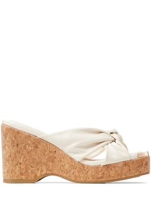 Jimmy Choo 95mm Avenue wedge sandals - White