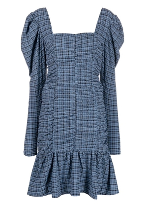 GANNI seersucker mini dress - Blue