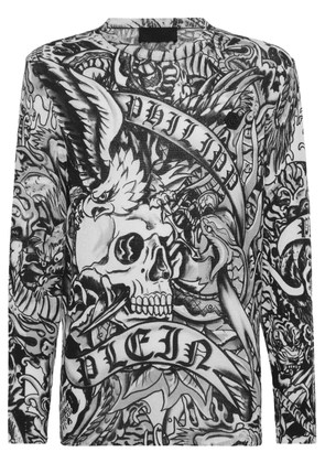 Philipp Plein tattoo-print cashmere sweatshirt - Black