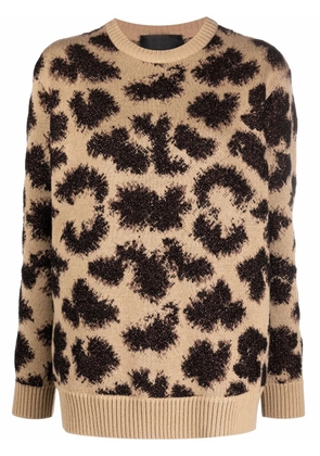 Philipp Plein long-sleeved lurex leopard jumper - Brown