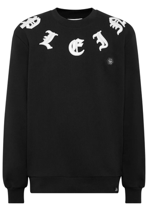 Philipp Plein gothic-embroidered round neck sweatshirt - Black