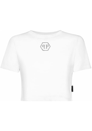 Philipp Plein Crystal Hexagon cropped T-shirt - White