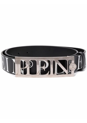 Philipp Plein logo-lettering buckle belt - Black