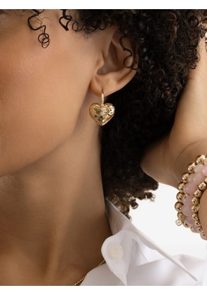 Sydney Evan Wallpaper heart-motif diamond drop earrings - Gold