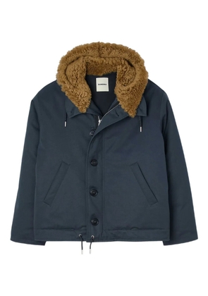 SANDRO fur-trim button jacket - Blue