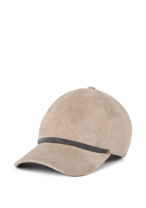 Brunello Cucinelli suede beaded-band baseball cap - Neutrals