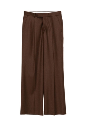 SANDRO pleated-detail virgin-wool trousers - Brown
