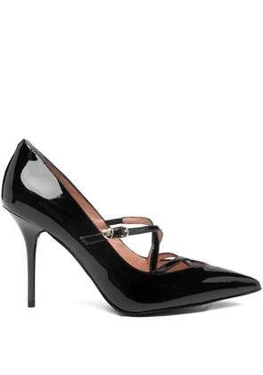 Love Moschino 100mm leather cross-strap pumps - Black