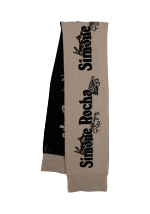 Simone Rocha logo ribbed scarf - Neutrals