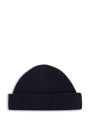 John Smedley ribbed beanie hat - Blue