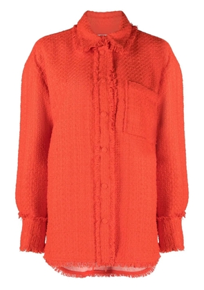 MSGM fringed tweed overshirt - Red