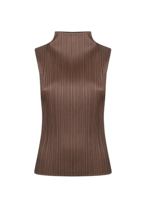 Pleats Please Issey Miyake Basics 4 pleated tank top - Brown