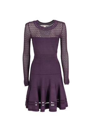 Diane Von Furstenberg Vintage sheer lace long-sleeve mini dress - Purple