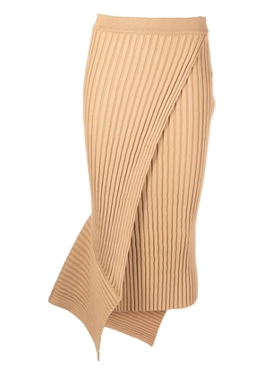 Stella McCartney asymmetric ribbed-knit wrap skirt - Brown