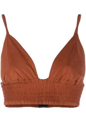 Federica Tosi triangle-cup shirred top - Brown