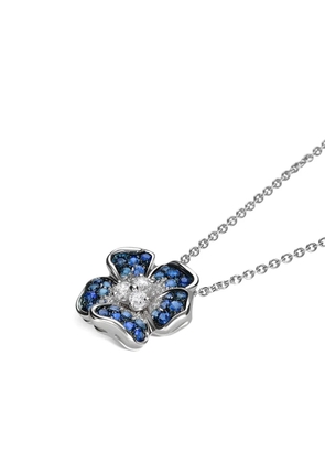LEO PIZZO 18kt white gold Flora diamond and sapphire necklace - Silver