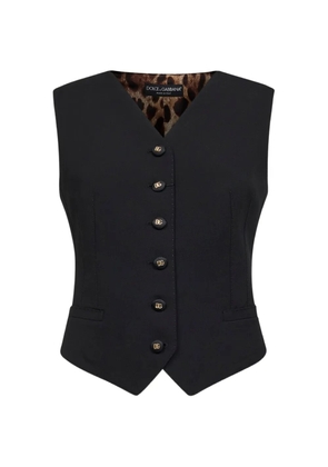 Dolce & Gabbana leopard-print V-neck waistcoat - Black
