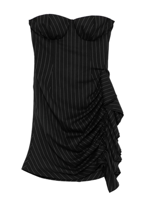 Les Filles d'Eva pinstriped ruffled asymmetric cocktail dress - Black