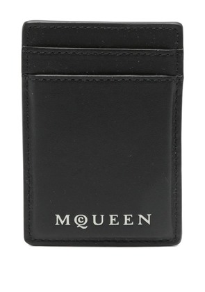 Alexander McQueen McQueen Magnetic leather card holder - Black
