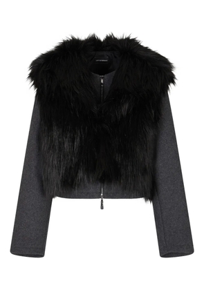 Emporio Armani faux-fur long-sleeve jacket - Grey