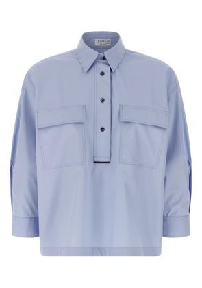Brunello Cucinelli jewel-detail pocket shirt - Blue