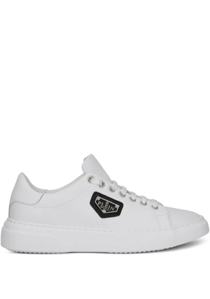 Philipp Plein Lo-Top Iconic Plein calf leather trainers - White