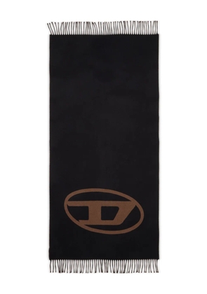 Diesel S-Tevie oval-logo fringed scarf - Black