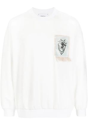 Ports V patch-detail crew neck sweatshirt - White